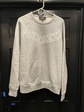 Diesel Gray Crewneck Sweatshirt with White Logo